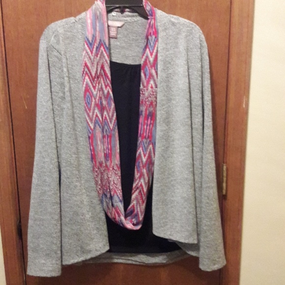 Cardigan w/designed Scarf - Picture 1 of 4